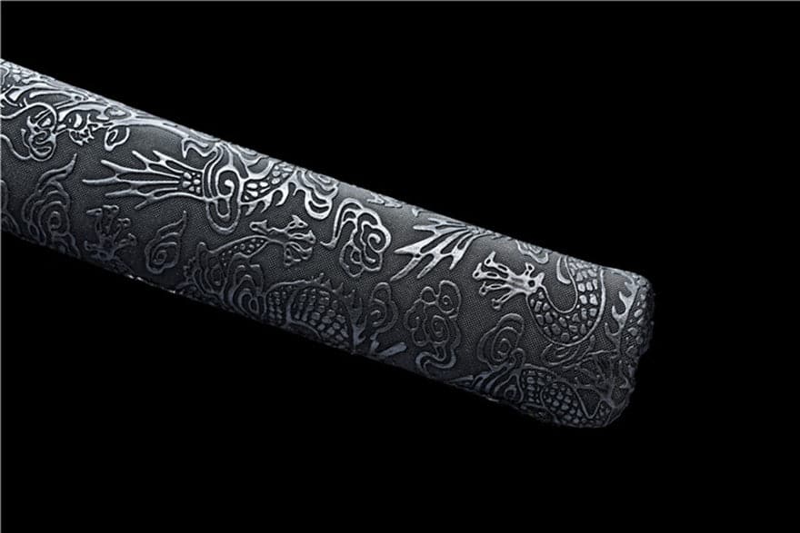 Handmade Japanese Wakizashi Chi Dragon High Manganese Steel Black Blade - Tophatter Daily Deals