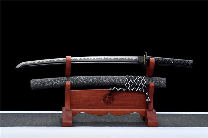 Handmade Japanese Wakizashi Chi Dragon High Manganese Steel Black Blade - Tophatter Daily Deals