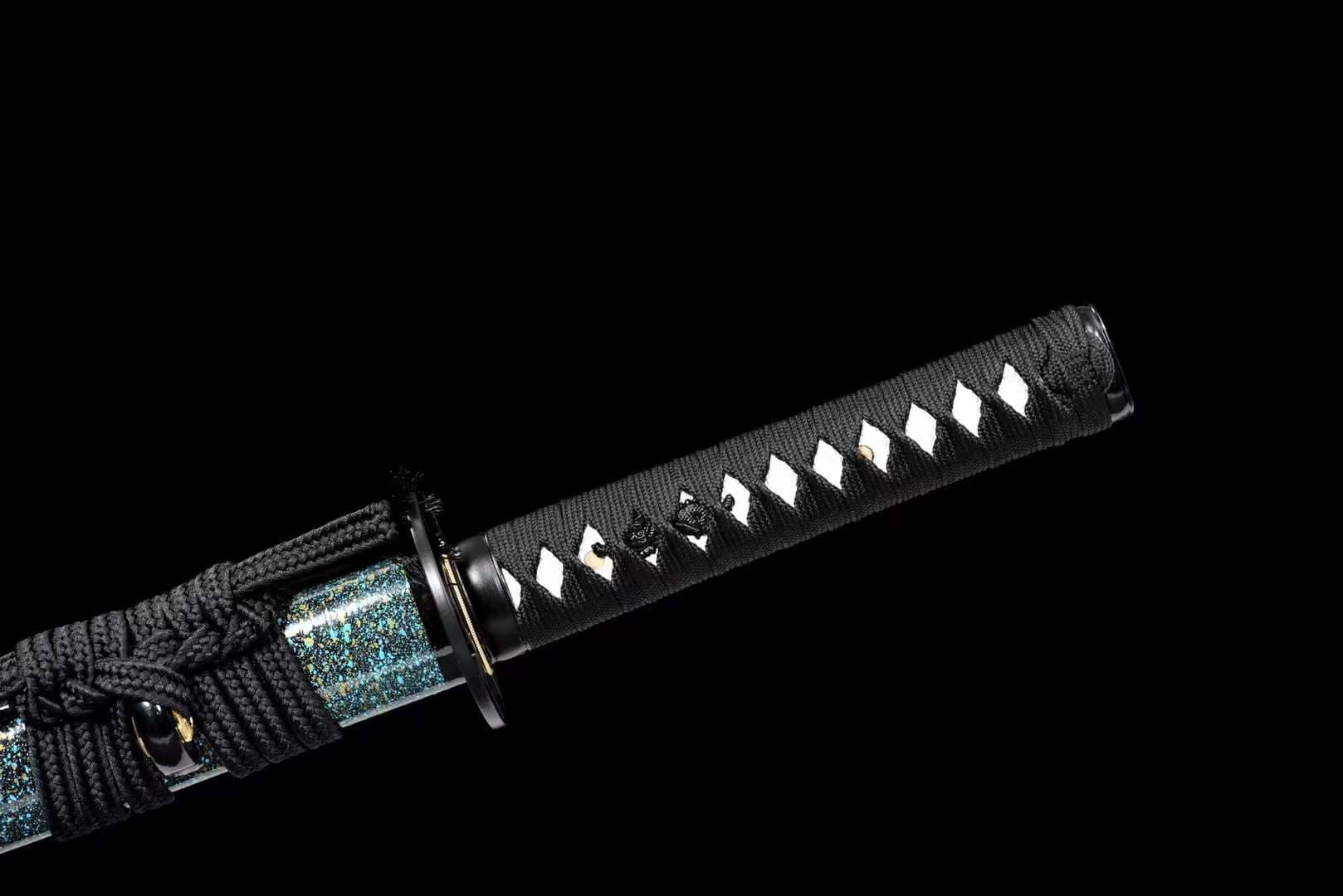 Handmade Japanese Wakizashi Green Steel Shadow T10 burned edge - Tophatter Daily Deals