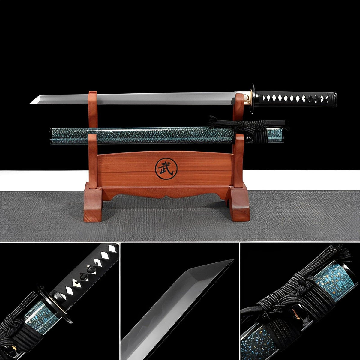 Handmade Japanese Wakizashi Green Steel Shadow T10 burned edge - Tophatter Daily Deals