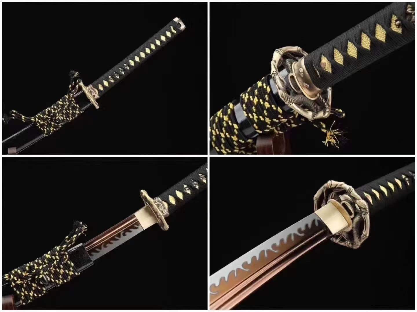 Handmade Japanese Wakizashi Viper Short Sword Baked Gold Blades - Tophatter Daily Deals
