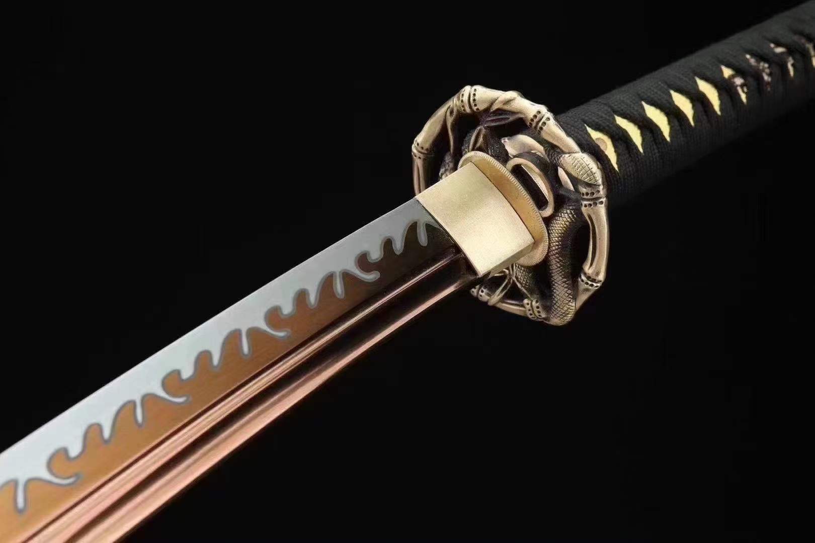Handmade Japanese Wakizashi Viper Short Sword Baked Gold Blades - Tophatter Daily Deals