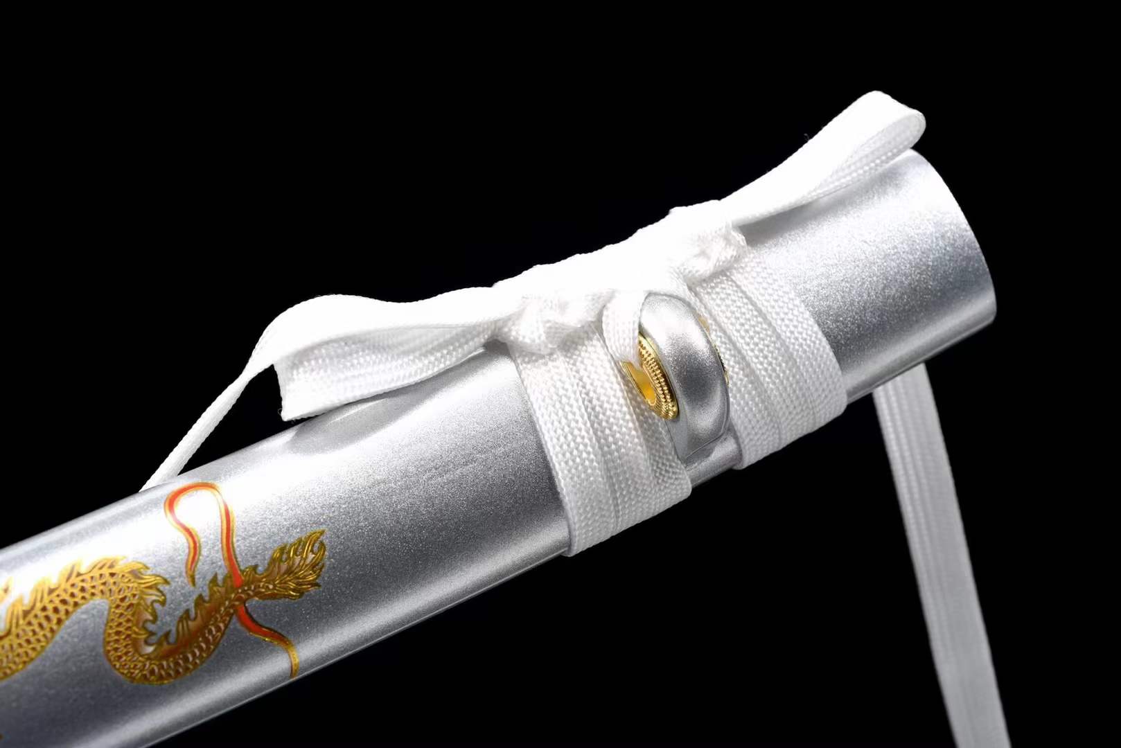 Handmade Japanese Wakizashi White Dragon Chant Short Sword Blue Blade - Tophatter Daily Deals