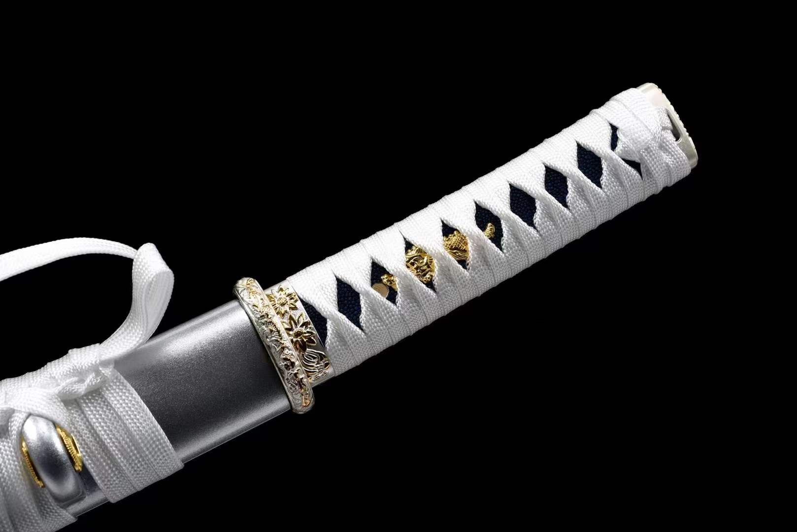 Handmade Japanese Wakizashi White Dragon Chant Short Sword Blue Blade - Tophatter Daily Deals
