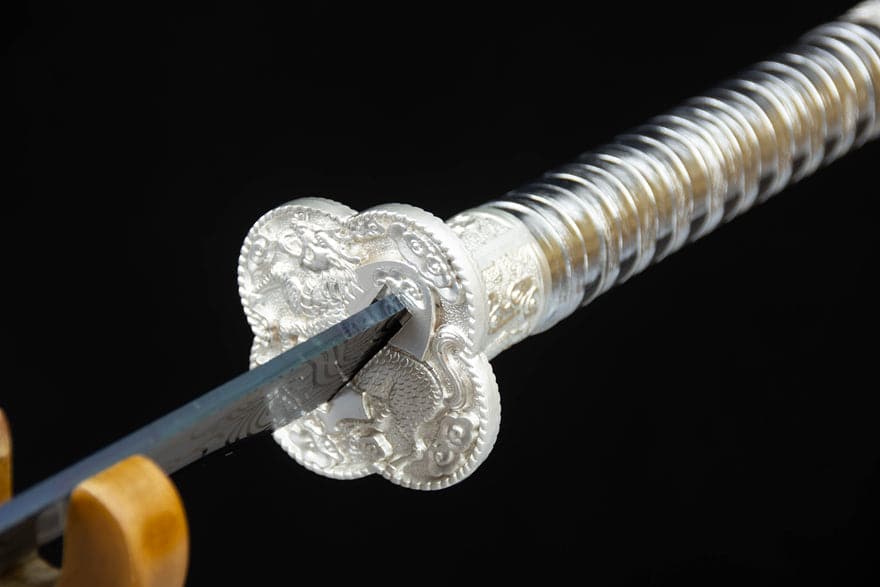 Handmade Kirin High Manganese Steel Chinese Sword With White Scabbard - Tophatter Daily Deals