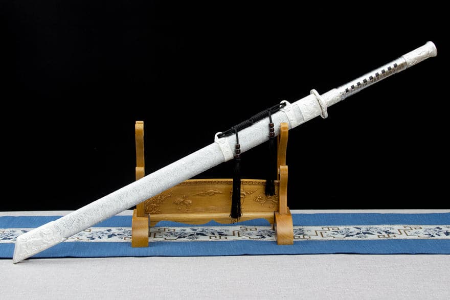 Handmade Kirin High Manganese Steel Chinese Sword With White Scabbard - Tophatter Daily Deals