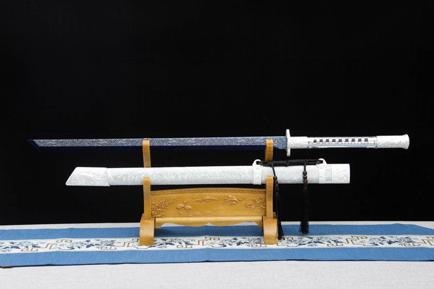 Handmade Kirin High Manganese Steel Chinese Sword With White Scabbard - Tophatter Daily Deals