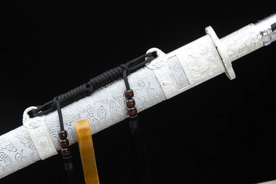 Handmade Kirin High Manganese Steel Chinese Sword With White Scabbard - Tophatter Daily Deals