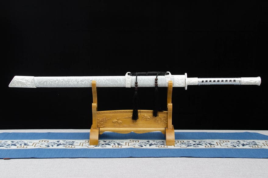 Handmade Kirin High Manganese Steel Chinese Sword With White Scabbard - Tophatter Daily Deals