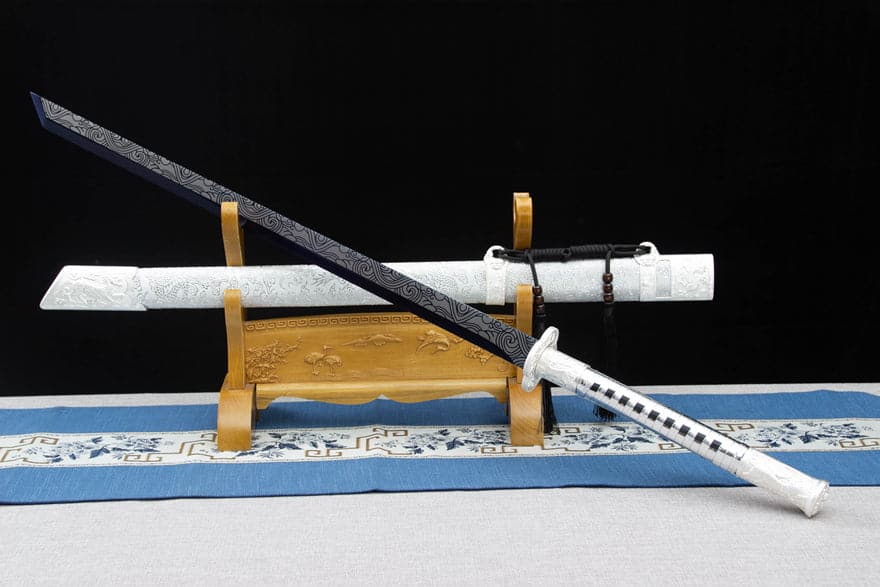 Handmade Kirin High Manganese Steel Chinese Sword With White Scabbard - Tophatter Daily Deals