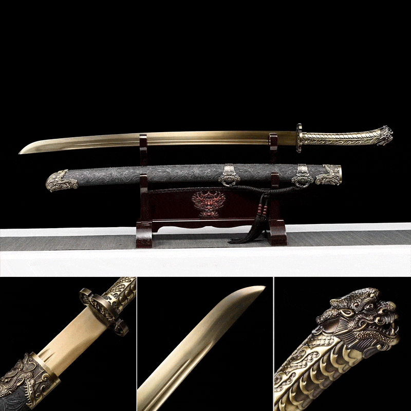 Handmade One Body Yellow Dragon Baked gold blades Gold - Tophatter Daily Deals