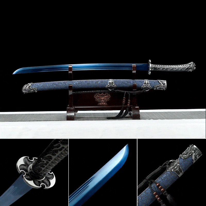 Handmade One Body Yellow Dragon Baked gold blades Blue - Tophatter Daily Deals