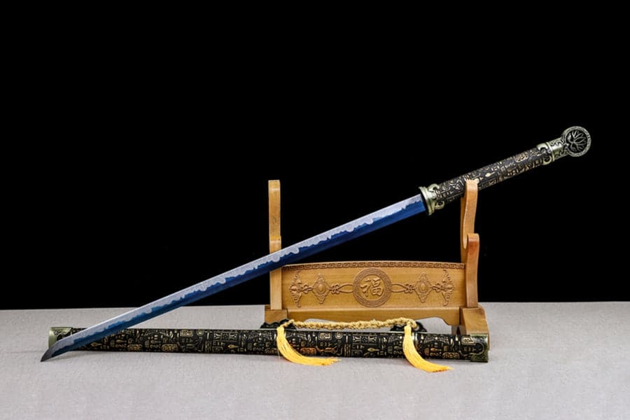 Handmade Pharaoh 65 High Manganese Steel Chinese Sword With Baked Blue Blade - Tophatter Daily Deals