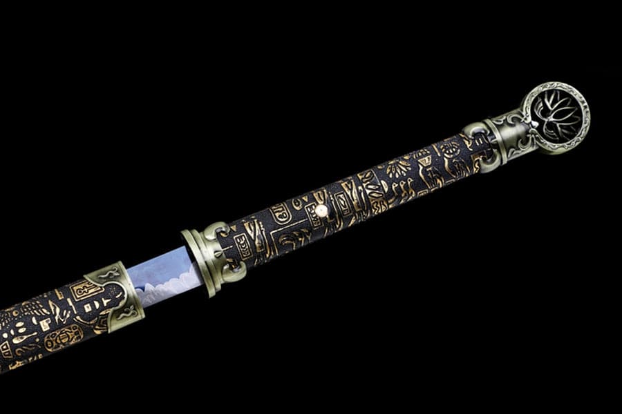 Handmade Pharaoh 65 High Manganese Steel Chinese Sword With Baked Blue Blade - Tophatter Daily Deals