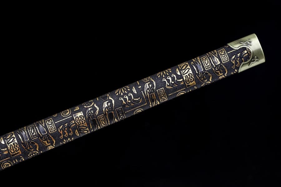 Handmade Pharaoh 65 High Manganese Steel Chinese Sword With Baked Blue Blade - Tophatter Daily Deals