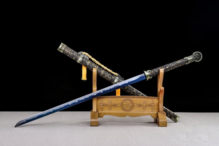 Handmade Pharaoh 65 High Manganese Steel Chinese Sword With Baked Blue Blade - Tophatter Daily Deals