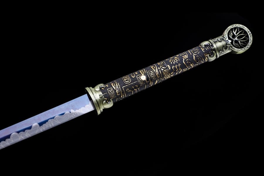 Handmade Pharaoh 65 High Manganese Steel Chinese Sword With Baked Blue Blade - Tophatter Daily Deals
