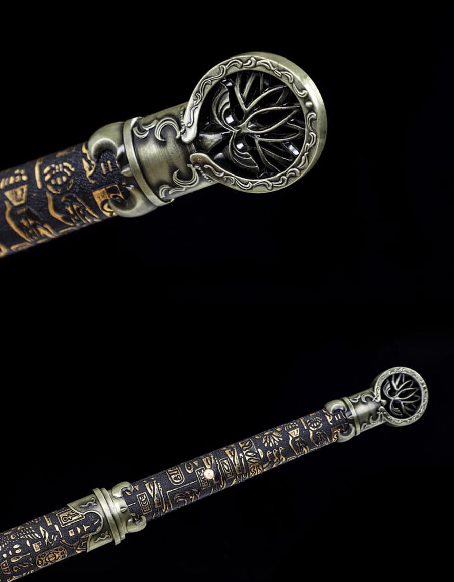 Handmade Pharaoh 65 High Manganese Steel Chinese Sword With Baked Blue Blade - Tophatter Daily Deals