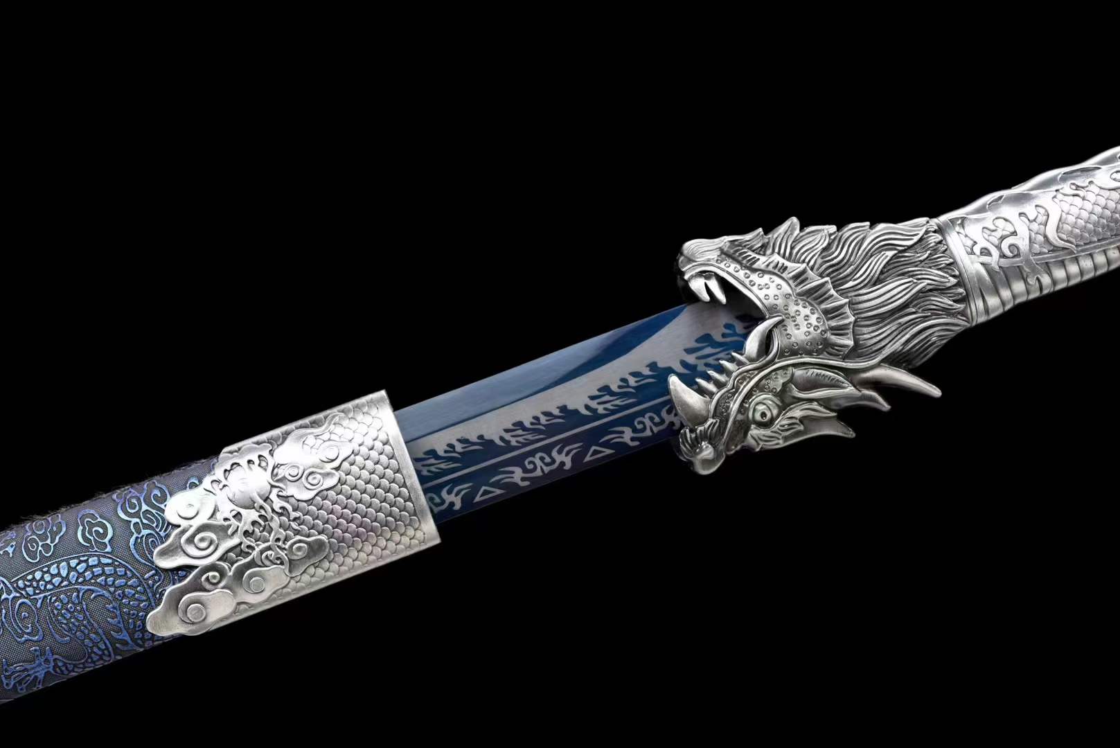 Handmade Pride High Manganese Steel Chinese Sword With Blue Engraving Blade - Tophatter Daily Deals