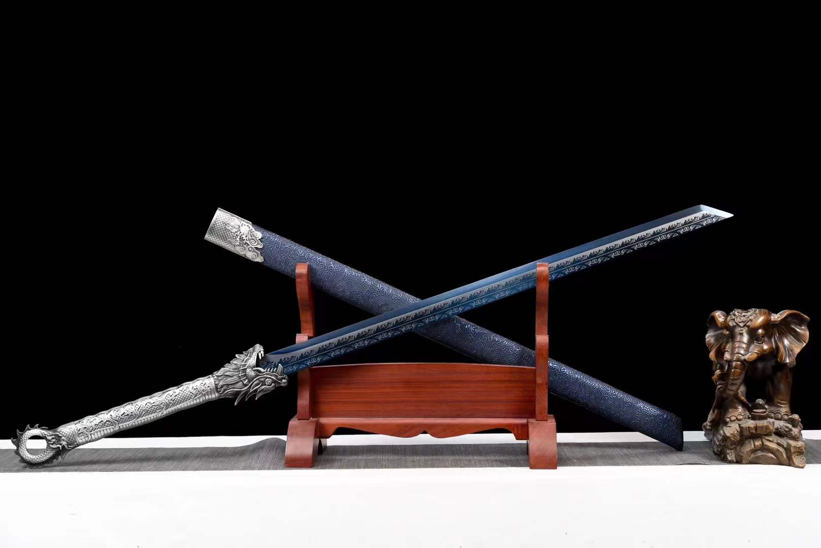 Handmade Pride High Manganese Steel Chinese Sword With Blue Engraving Blade - Tophatter Daily Deals