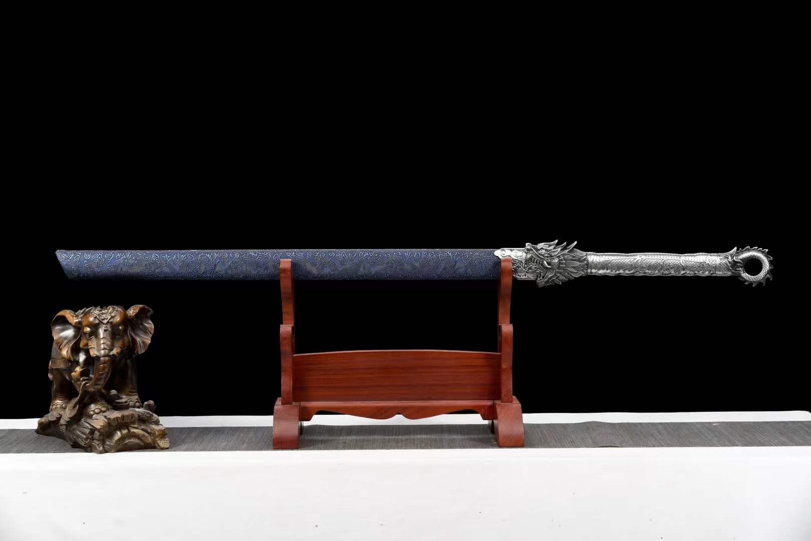 Handmade Pride High Manganese Steel Chinese Sword With Blue Engraving Blade - Tophatter Daily Deals
