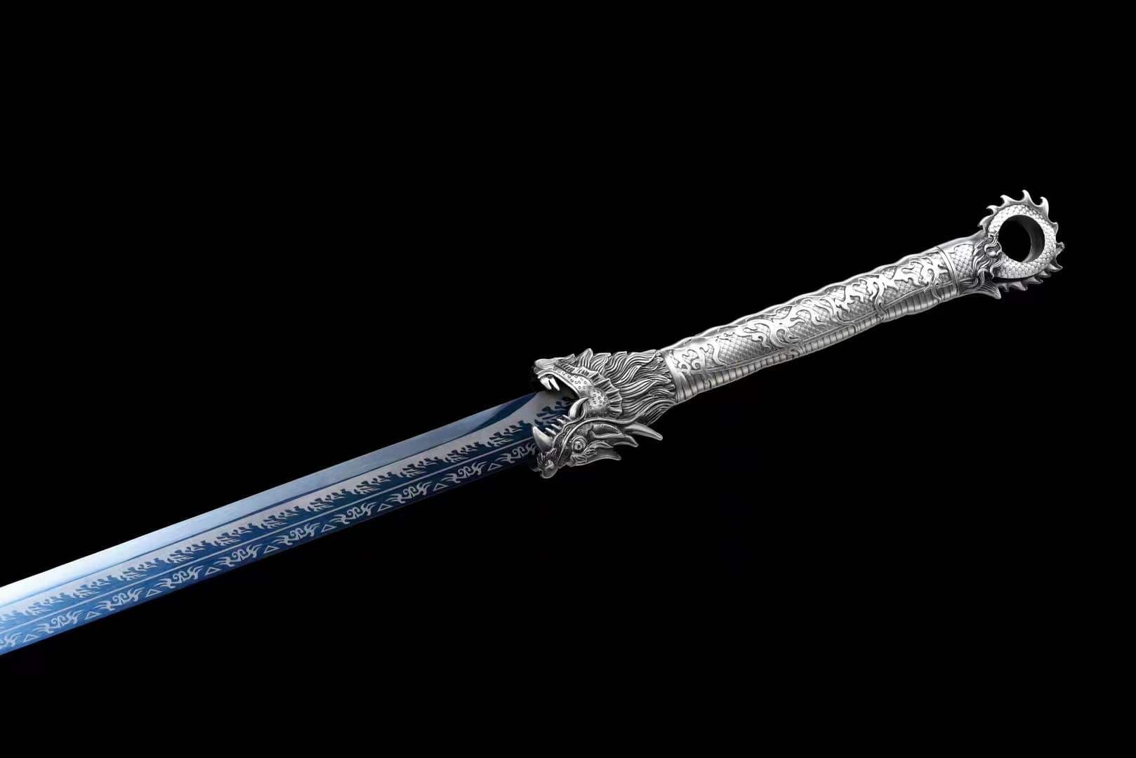 Handmade Pride High Manganese Steel Chinese Sword With Blue Engraving Blade - Tophatter Daily Deals