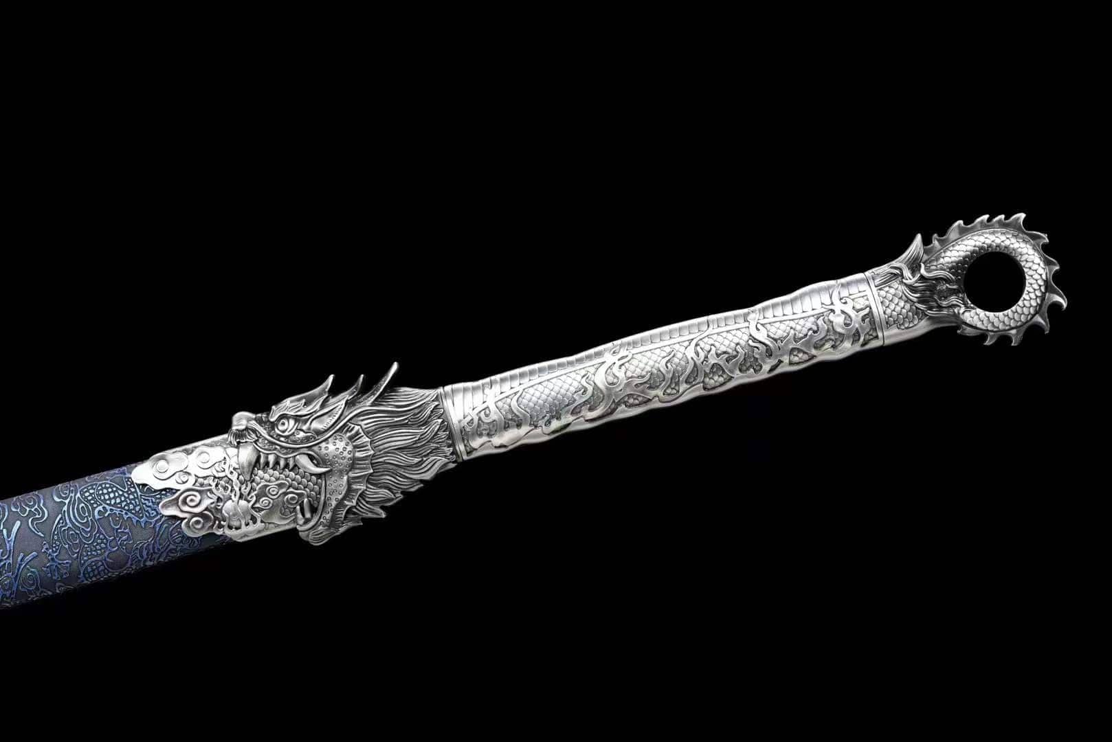 Handmade Pride High Manganese Steel Chinese Sword With Blue Engraving Blade - Tophatter Daily Deals