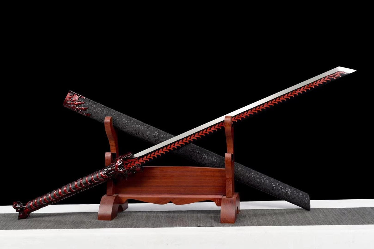 Handmade Red Wolf Chinese Sword With Red Blade - Tophatter Daily Deals