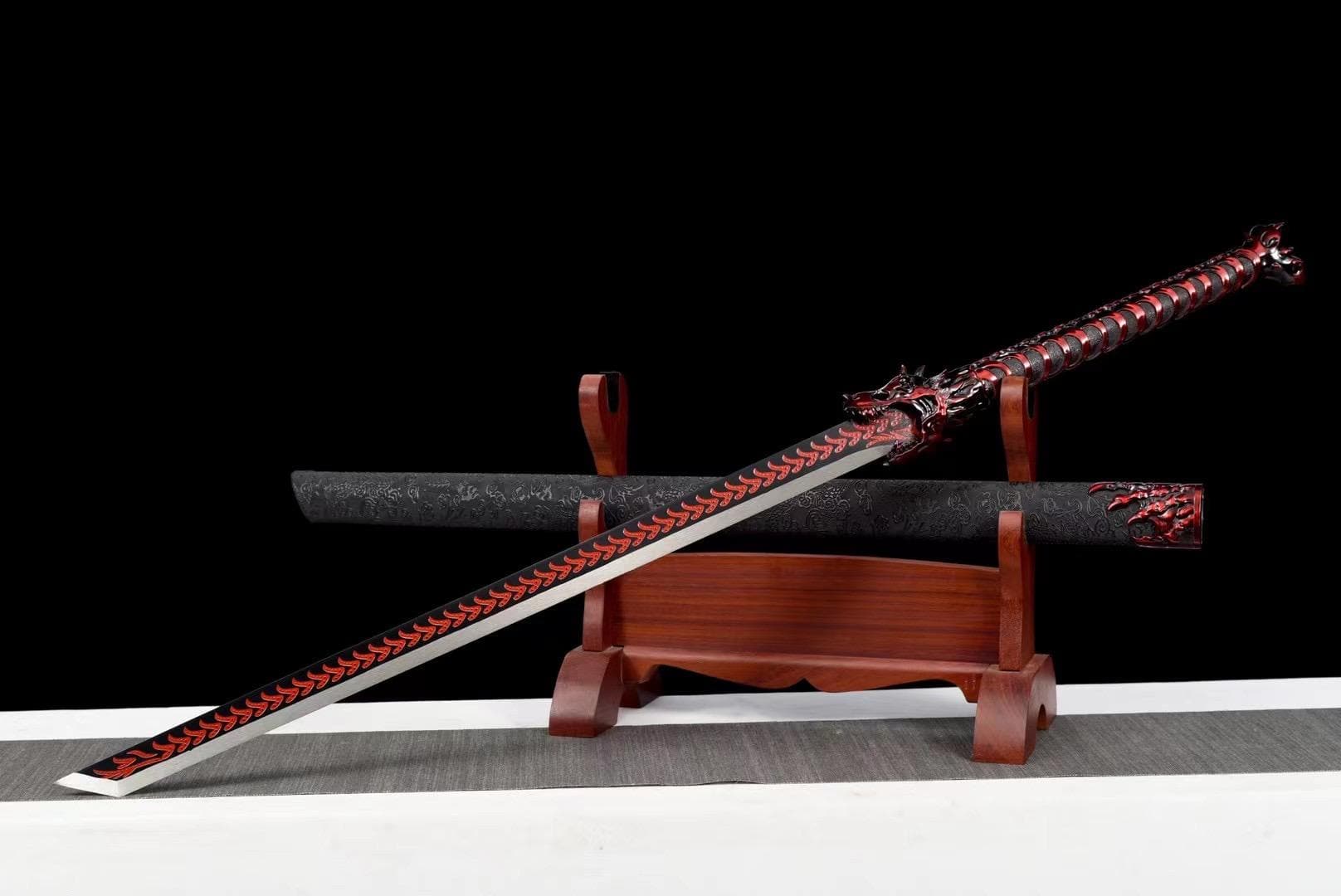 Handmade Red Wolf Chinese Sword With Red Blade - Tophatter Daily Deals