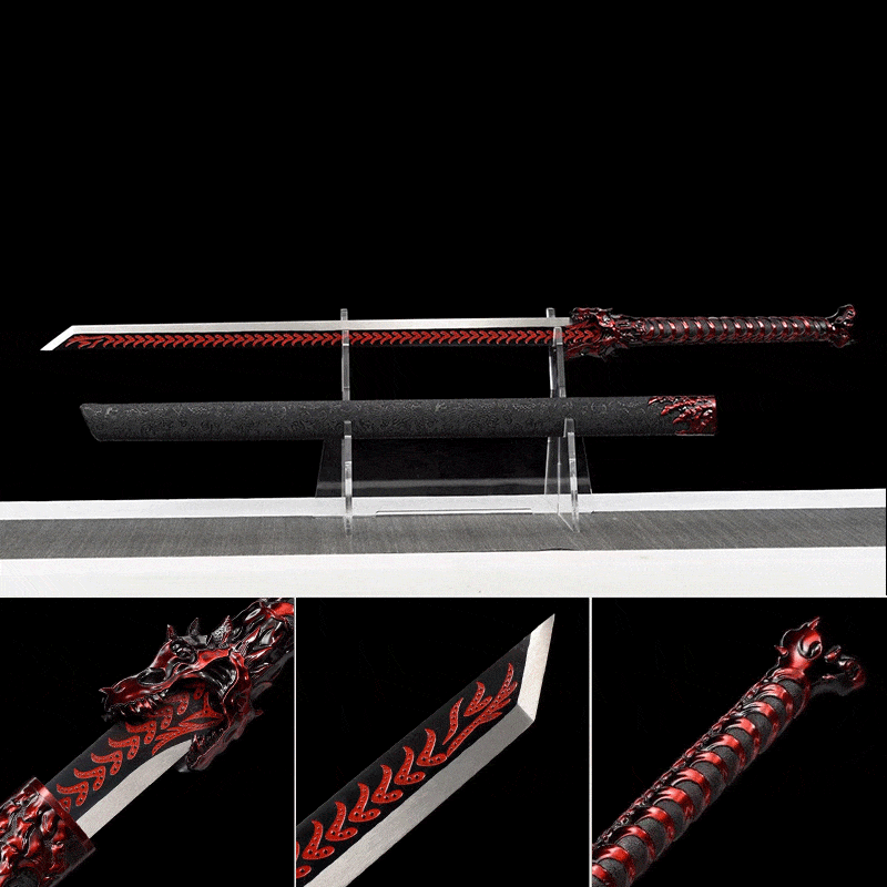 Handmade Red Wolf Chinese Sword With Red Blade - Tophatter Daily Deals