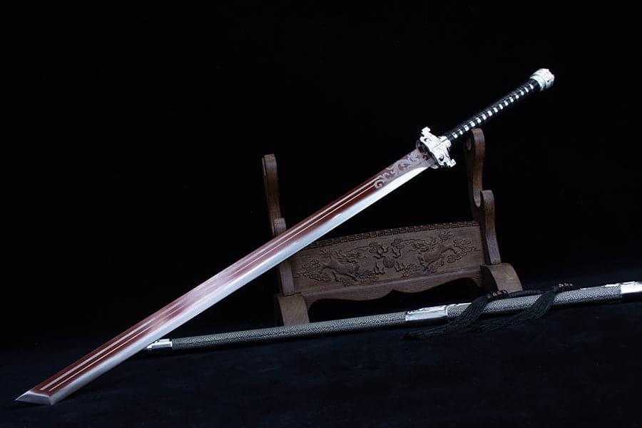 Handmade Seal the Dragon High Carbon Steel Chinese Sword With Red Blade - Tophatter Daily Deals