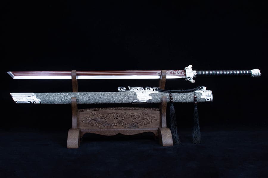 Handmade Seal the Dragon High Carbon Steel Chinese Sword With Red Blade - Tophatter Daily Deals