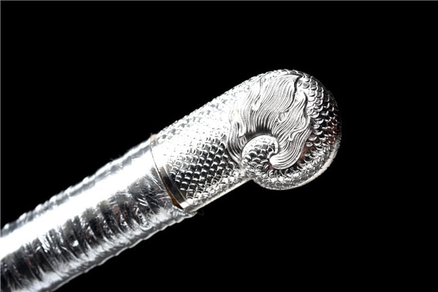 Handmade Silver Dragon High Manganese Steel Chinese Sword With Blue Blade - Tophatter Daily Deals