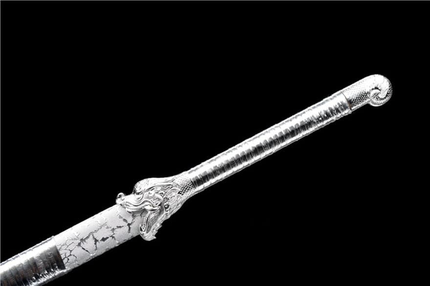 Handmade Silver Dragon High Manganese Steel Chinese Sword With Blue Blade - Tophatter Daily Deals