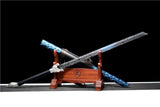 Handmade Silver Moon Wolf King High Manganese Steel Chinese Sword With Baked Blue Blade - Tophatter Daily Deals