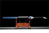 Handmade Silver Moon Wolf King High Manganese Steel Chinese Sword With Baked Blue Blade - Tophatter Daily Deals