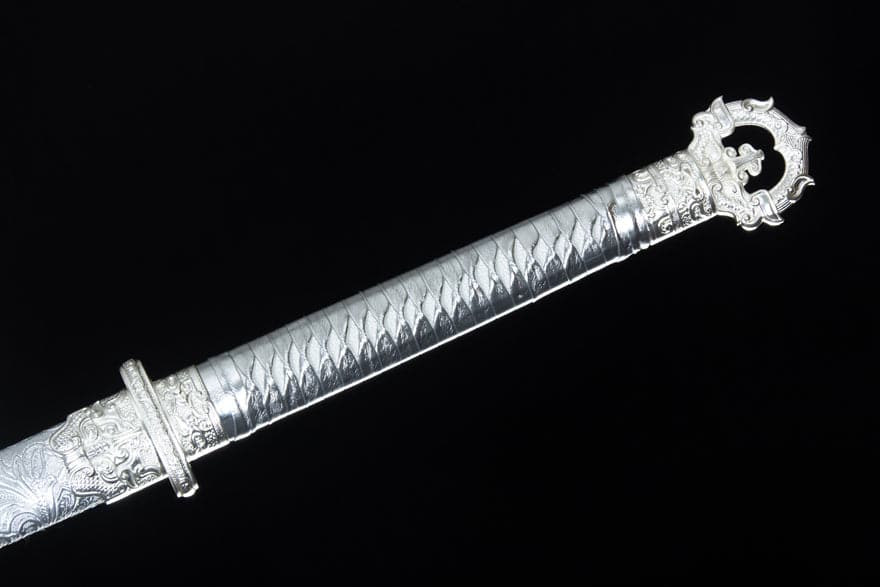 Handmade Silver Scourge High Manganese Steel Chinese Sword With White scabbard - Tophatter Daily Deals