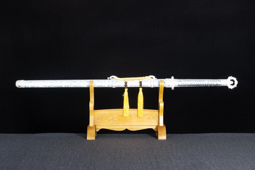 Handmade Silver Scourge High Manganese Steel Chinese Sword With White scabbard - Tophatter Daily Deals