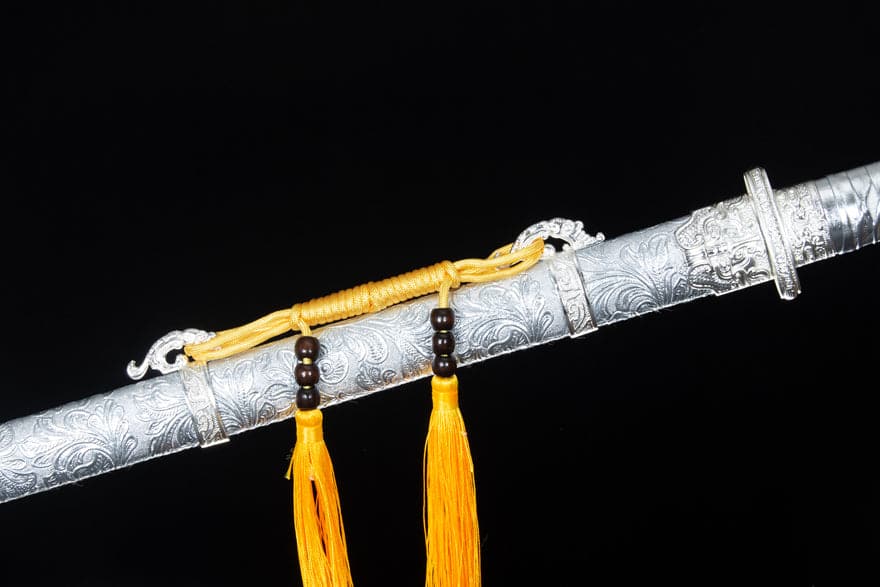 Handmade Silver Scourge High Manganese Steel Chinese Sword With White scabbard - Tophatter Daily Deals