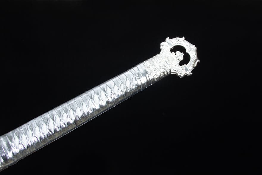 Handmade Silver Scourge High Manganese Steel Chinese Sword With White scabbard - Tophatter Daily Deals