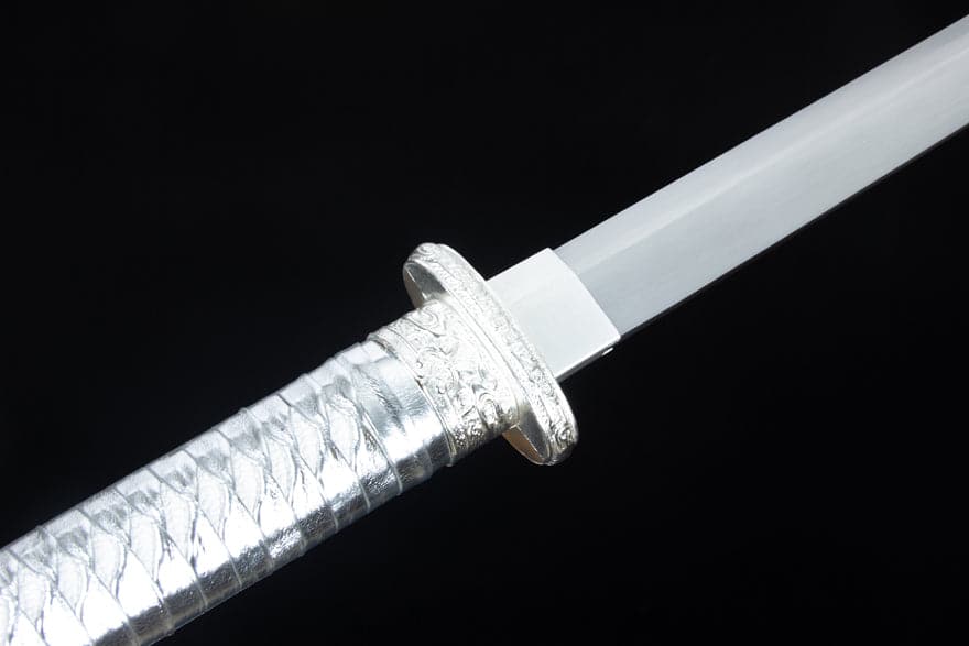 Handmade Silver Scourge High Manganese Steel Chinese Sword With White scabbard - Tophatter Daily Deals