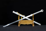 Handmade Silver Scourge High Manganese Steel Chinese Sword With White scabbard - Tophatter Daily Deals