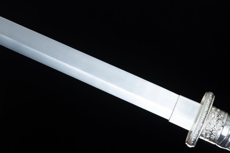 Handmade Silver Scourge High Manganese Steel Chinese Sword With White scabbard - Tophatter Daily Deals