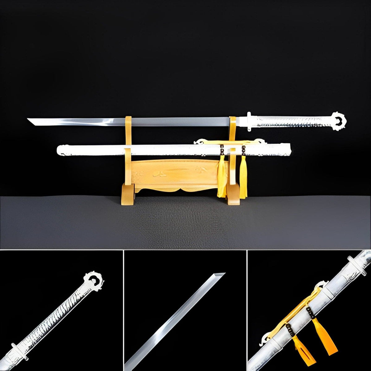 Handmade Silver Scourge High Manganese Steel Chinese Sword With White scabbard - Tophatter Daily Deals