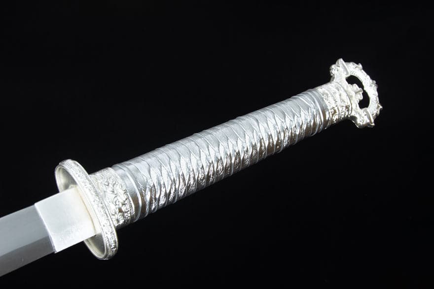 Handmade Silver Scourge High Manganese Steel Chinese Sword With White scabbard - Tophatter Daily Deals
