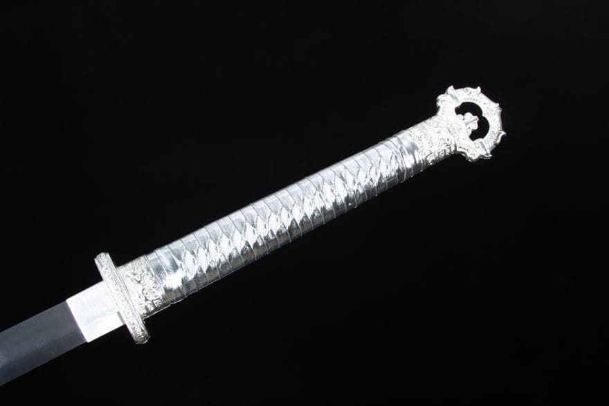 Handmade Silver Scourge High Manganese Steel Chinese Sword With White scabbard - Tophatter Daily Deals