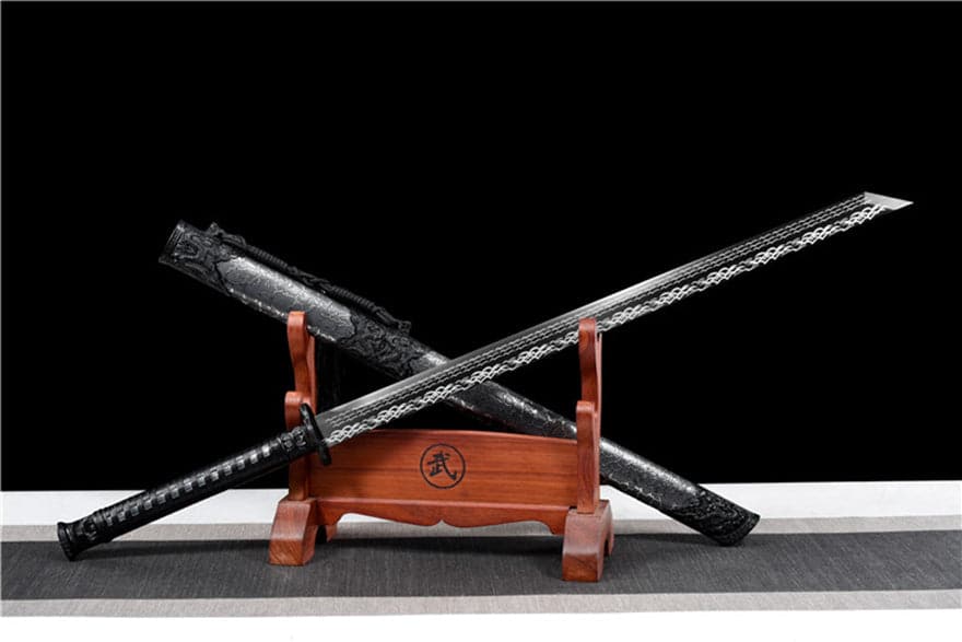 Handmade Thunder High Manganese Steel Chinese Sword With Silver Lightning Sheath - Tophatter Daily Deals