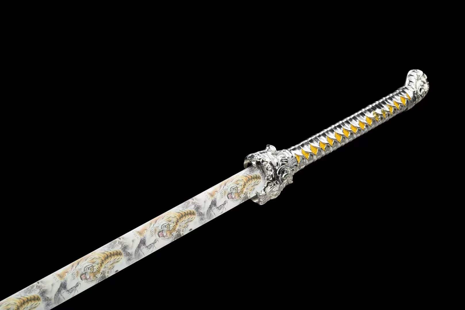 Handmade Tsunami Tiger High Manganese Steel Chinese Sword With Tiger pattern - Tophatter Daily Deals