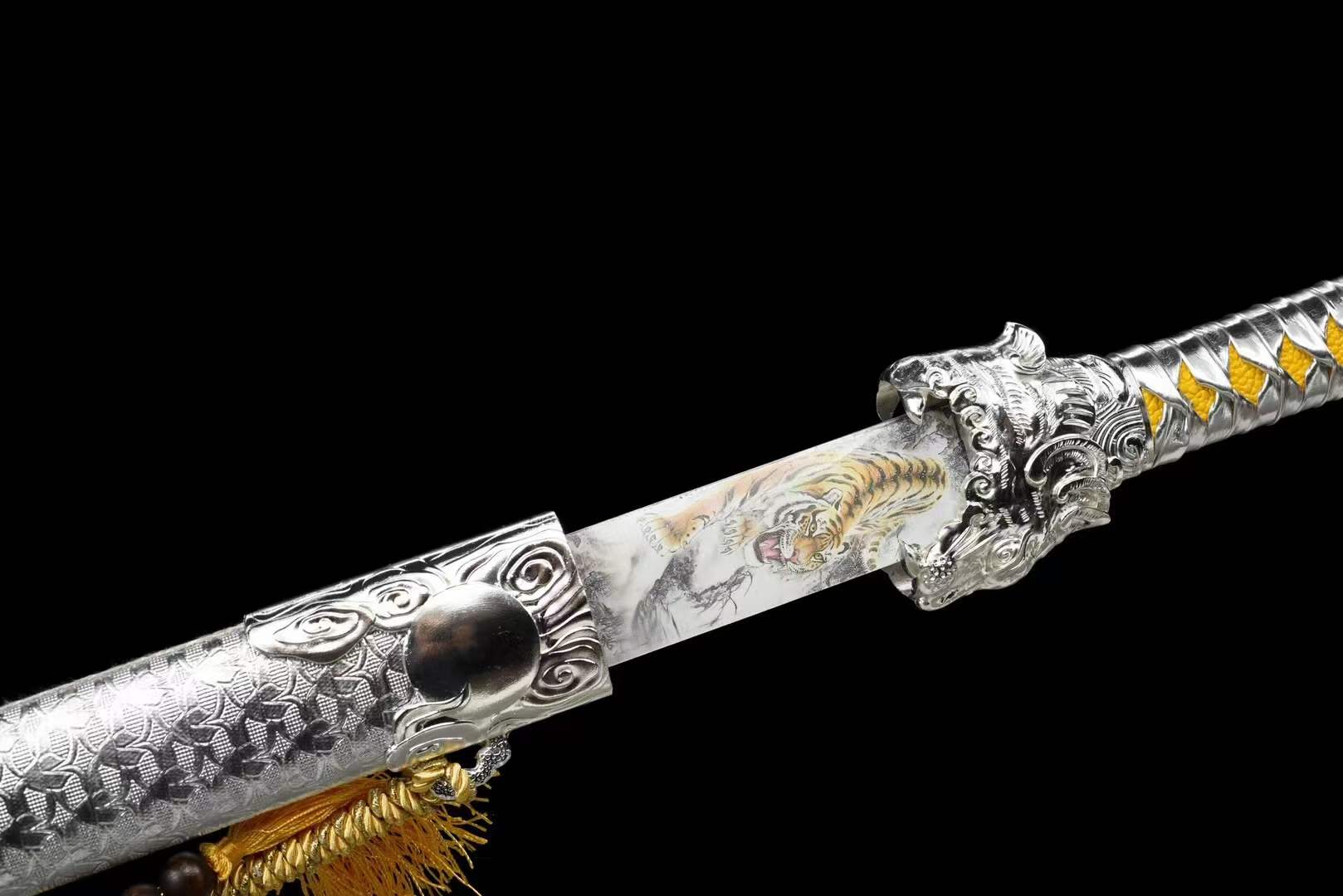 Handmade Tsunami Tiger High Manganese Steel Chinese Sword With Tiger pattern - Tophatter Daily Deals