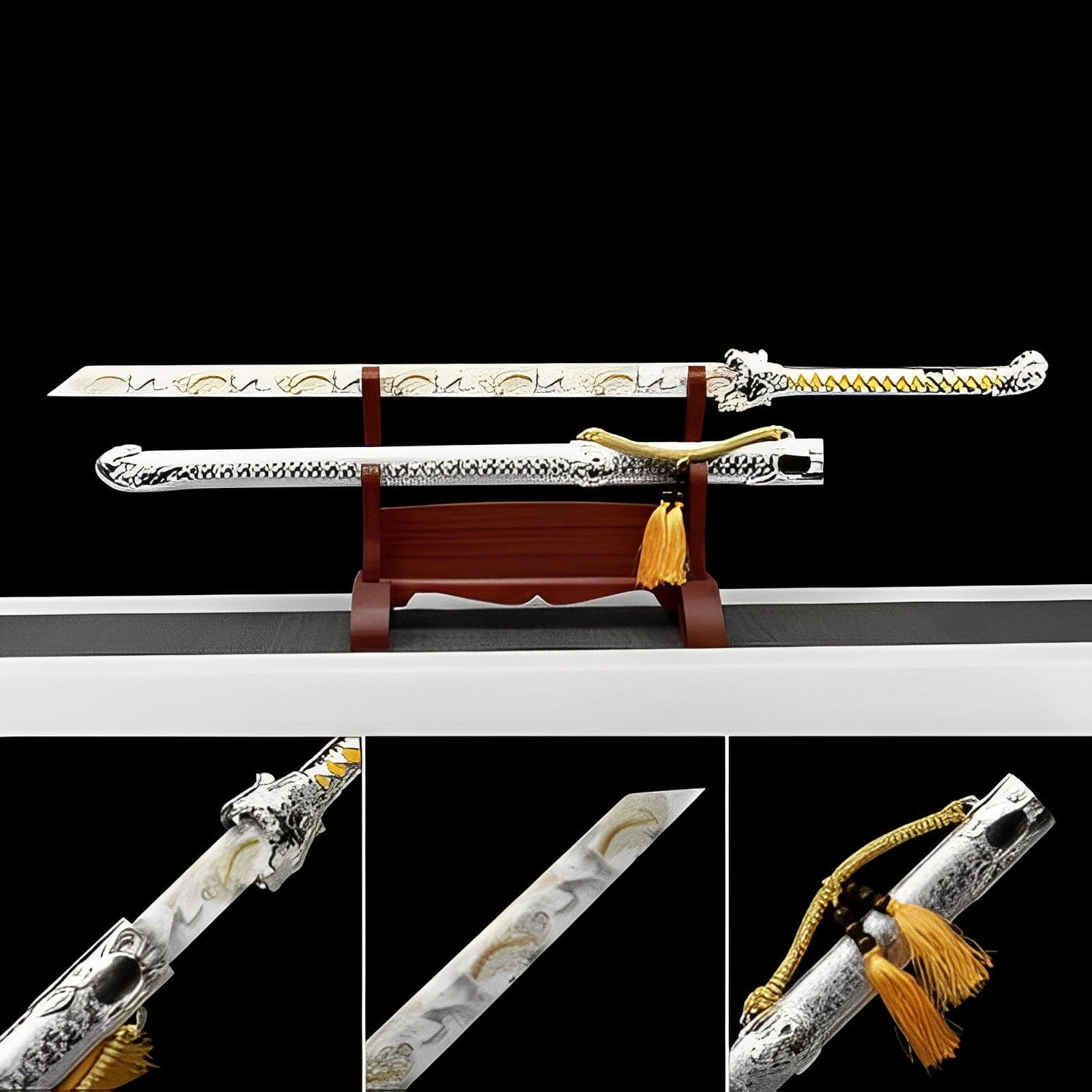 Handmade Tsunami Tiger High Manganese Steel Chinese Sword With Tiger pattern - Tophatter Daily Deals